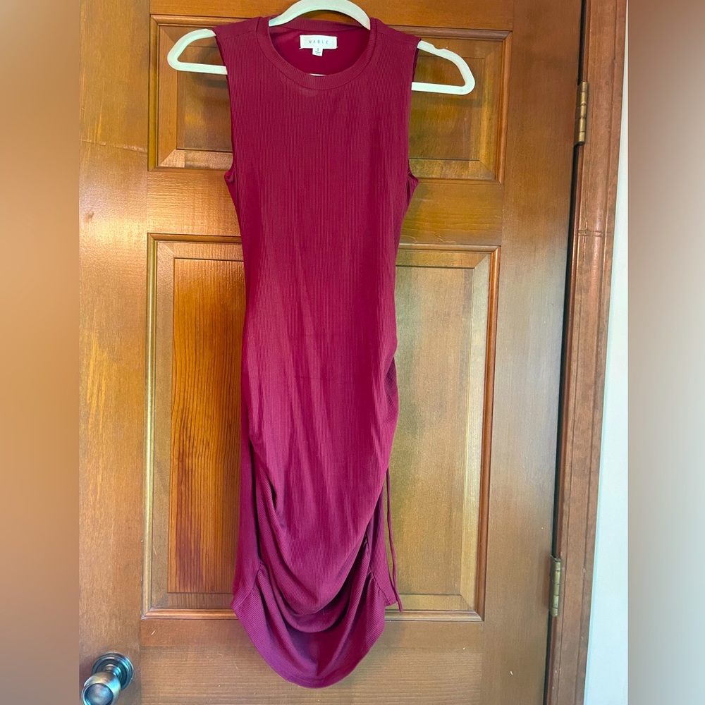 Mable Burgundy Sleeveless Bodycon Dress With open Back Size Small